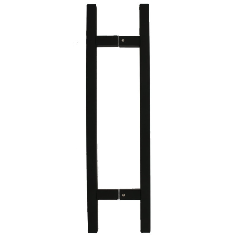 Maniglia Doppia Quadrata per Porta a Battente e Scorrevole in Acciaio Inox Nero - 60cm