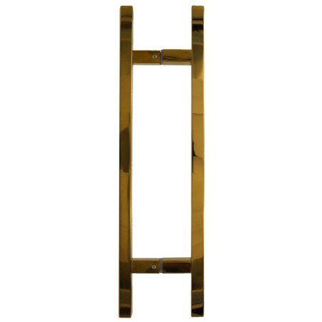 Maniglia Doppia Quadrata per Porta a Battente e Scorrevole in Acciaio Inox Oro - 60cm