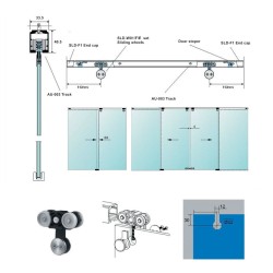 Kit per porta scorrevole a vista Quadrato anta doppia in acciaio inox - 300cm