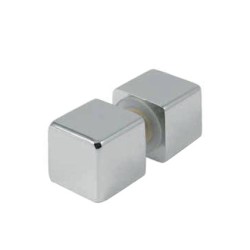 Coppia Pomoli quadrati 20x20mm in Alluminio Lucido
