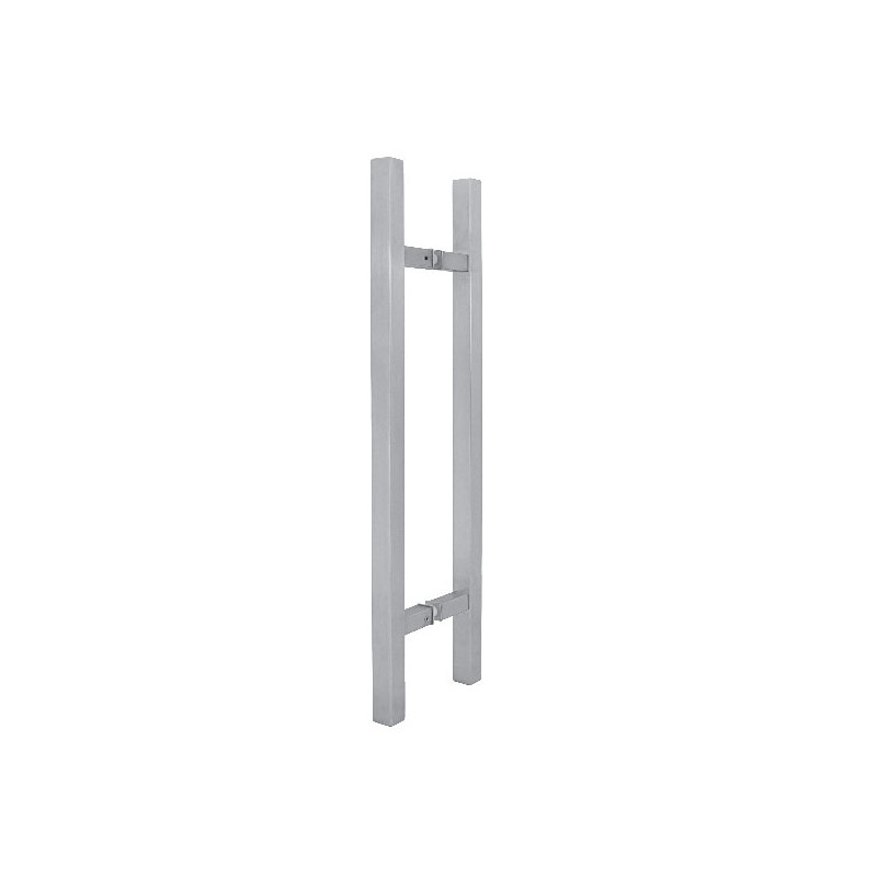 Maniglia Doppia Quadrata per Porta a Battente e Scorrevole in Acciaio Inox Lucido - 60cm